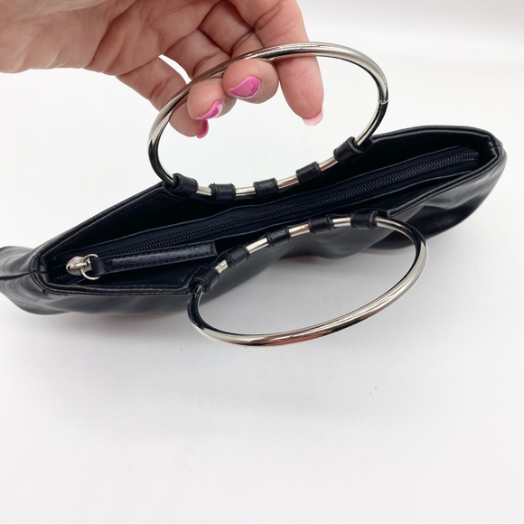 WHBM Black Faux Leather Zipper Handbag - Picture 5 of 11